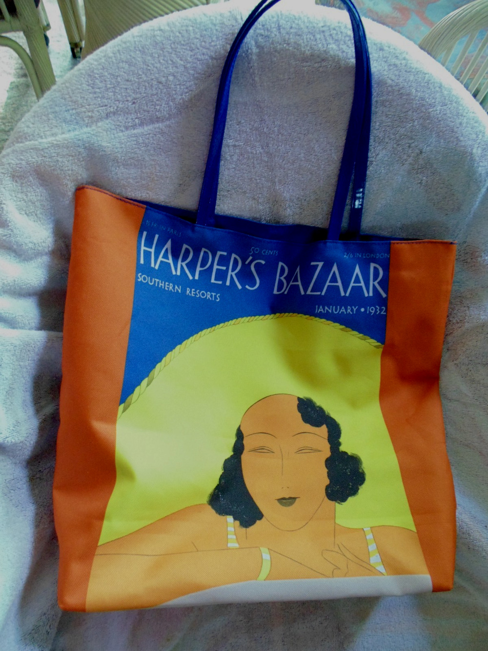 Art Deco Beach Goddess Harpers Bazaar Estee Lauder Beach Bag Tote Shopper